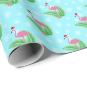 Winter Tropische Kerst Flamingo Cadeaupapier (Rol Hoek)