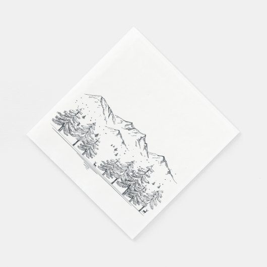 Winter Trouwbergen Natuur Bomen Zwart Grijs Servet (Hoek)