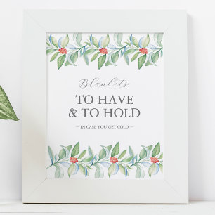 Winter Trouwbord Botanische bessen & groen Poster