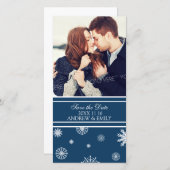 Winter Trouwdatum Fotokaarten Blauw Save The Date (Voorkant / Achterkant)