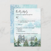 Winter trouwdatum sneeuw dennenbomen RSVP kaart (Voorkant / Achterkant)