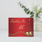 Winter Trouwtafel Nummer - Deep Red & Gold Briefkaart (Staand voorkant)