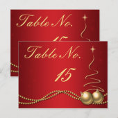 Winter Trouwtafel Nummer - Deep Red & Gold Briefkaart (Voorkant / Achterkant)