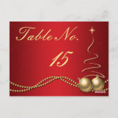 Winter Trouwtafel Nummer - Deep Red & Gold Briefkaart (Achterkant)