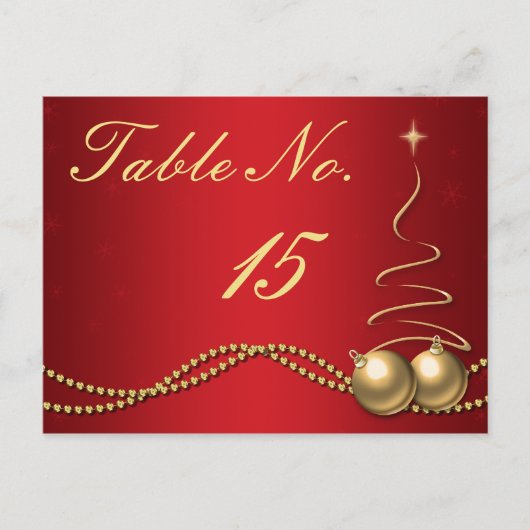 Winter Trouwtafel Nummer - Deep Red & Gold Briefkaart (Voorkant)