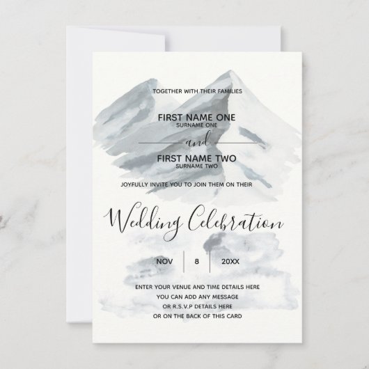 Winter-trouwuitnodiging Kaart (Voorkant)