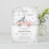 Winter Truck Baby Shower Uitnodiging (Staand voorkant)