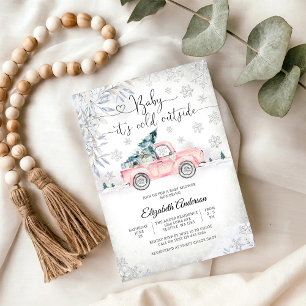Winter Truck Baby Shower Uitnodiging