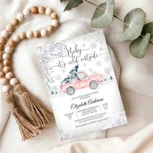 Winter Truck Baby Shower Uitnodiging