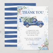 Winter Truck Blue Boy Birthday Dank je wel Kaart (Voorkant / Achterkant)