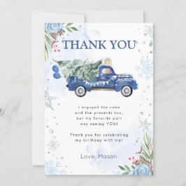 Winter Truck Blue Boy Birthday Dank je wel Kaart
