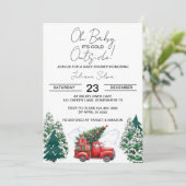 Winter Truck Forest Wonderland Baby shower Kaart (Staand voorkant)