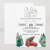 Winter Truck Forest Wonderland Baby shower Kaart (Voorkant / Achterkant)