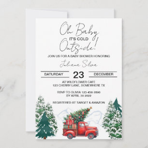Winter Truck Forest Wonderland Baby shower Kaart