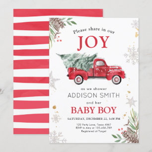 Winter Truck Share Joy Baby shower Koud buiten Kaart