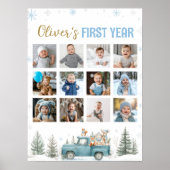 Winter Truck Woodland First Year Photo Milestone Poster (Voorkant)
