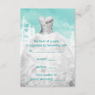 Winter Turquoise Blauwe Sneeuwvlokken Quinceanera  RSVP Kaartje