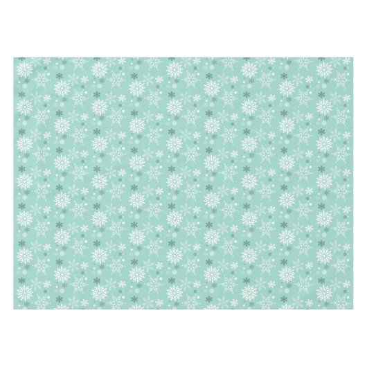 Winter Turquoise-Blue Snowflake kerstseizoen Tafelkleed (Voorkant (Horizontaal))