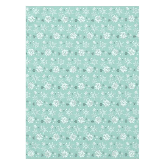 Winter Turquoise-Blue Snowflake kerstseizoen Tafelkleed (Voorkant)
