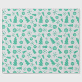 Winter Turquoise Kerstboom Sneeuwvlok Ornament Cadeaupapier (Vlak)