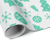 Winter Turquoise Kerstboom Sneeuwvlok Ornament Cadeaupapier (Rol Hoek)