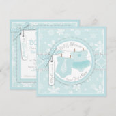 Winter Tutu & Stropdas & Snowflakes Twins Baby sho Kaart (Voorkant / Achterkant)