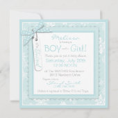 Winter Tutu & Stropdas & Snowflakes Twins Baby sho Kaart (Achterkant)