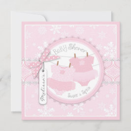 Winter Tutus & Snowflakes Twin Girls Baby shower Kaart