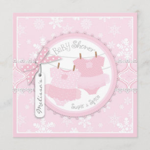 Winter Tutus & Snowflakes Twin Girls Baby shower Kaart