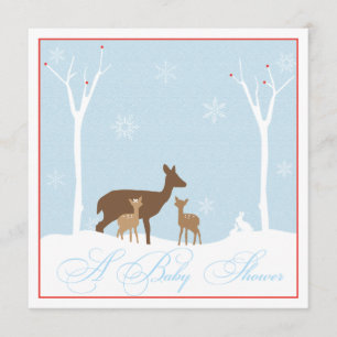 Winter Twin Boy and Girl Baby shower Invitation Kaart