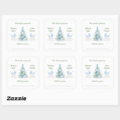 Winter twin boys Baby Shower Bookplates Vierkante Sticker (Vel)