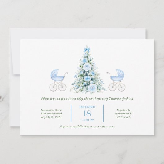 Winter twin boys Baby Shower Invitation Kaart (Voorkant)