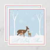 Winter Twin Girl Deers Baby shower Kaart (Voorkant / Achterkant)