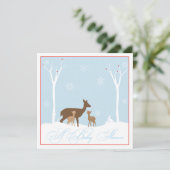 Winter Twin Girl Deers Baby shower Kaart (Staand voorkant)