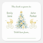 Winter twins neutral gender Baby Shower Bookplates Vierkante Sticker (Voorkant)