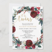 Winter twint Bourgognij baby shower kerst Kaart (Voorkant)