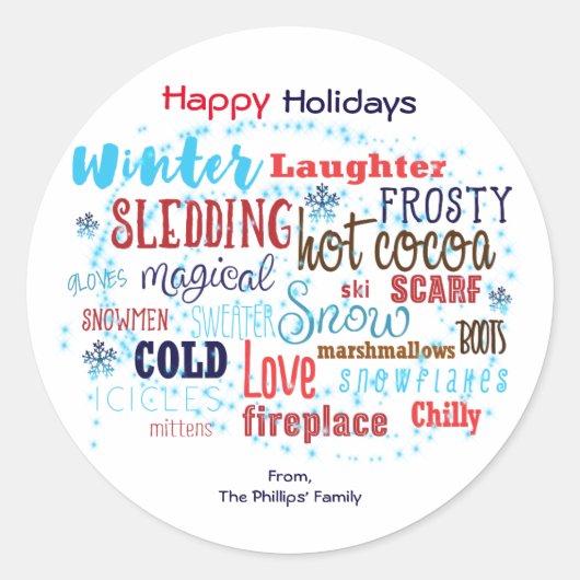 WINTER Typography Fun Wording Favor Sticker (Voorkant)