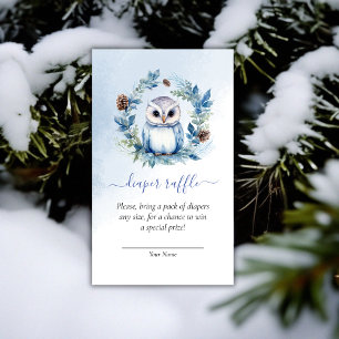Winter Uil Baby shower Luier Raffle Informatiekaartje