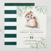 Winter Uil Baby Shower Uitnodiging (Voorkant / Achterkant)