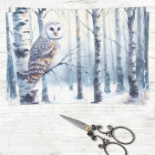 Winter Uil Berkenboom Bos Decoupage Tissuepapier