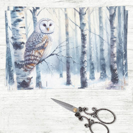 Winter Uil Berkenboom Bos Decoupage Tissuepapier