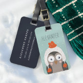 Winter Uil gepersonaliseerde tas Label | Mint Bagagelabel