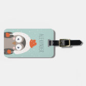 Winter Uil gepersonaliseerde tas Label | Mint Bagagelabel (Voorkant horizontaal)