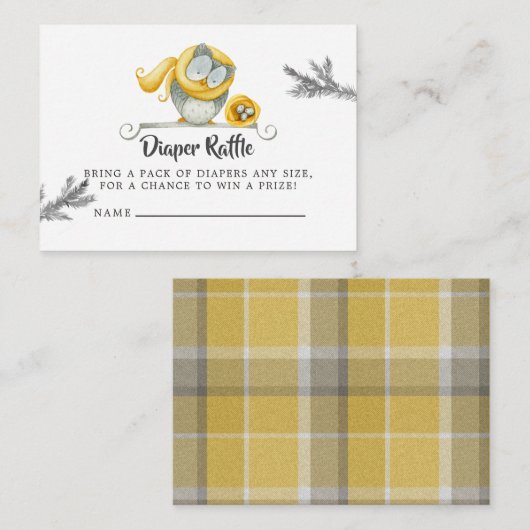 Winter Uil Kerst Baby shower Luier Raffle Informatiekaartje (Voorkant / Achterkant)