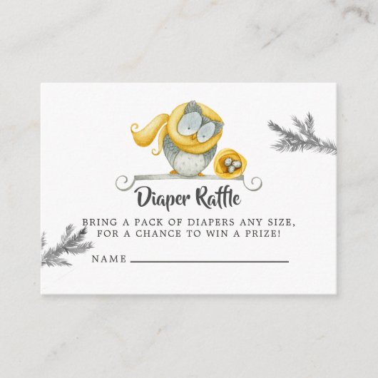 Winter Uil Kerst Baby shower Luier Raffle Informatiekaartje (Voorkant)