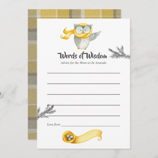 Winter Uil Kerst Baby shower Moeder Advies (Voorkant / Achterkant)