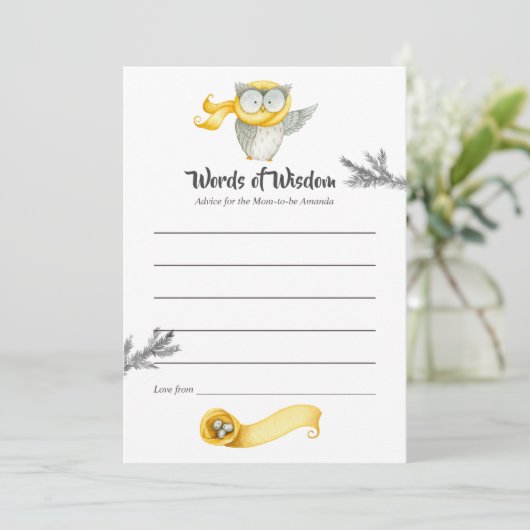 Winter Uil Kerst Baby shower Moeder Advies (Staand voorkant)