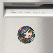 Winter Uil Sneeuwwoud Pet Meisje Fantasy Art Magneet (Insitu (Vaatwasser))