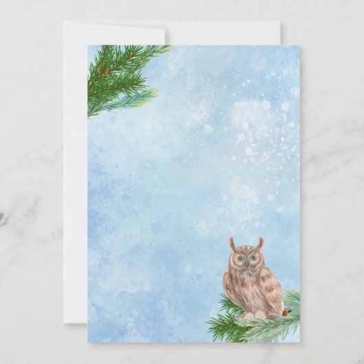 Winter Uil Verjaardag uitnodiging (Achterkant)