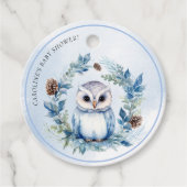 Winter Uil Waterverf Baby shower Bedankjes Labels (Voorkant)